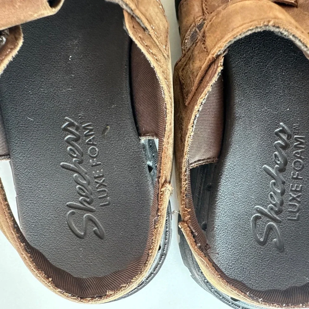 Skechers Fisherman Mens Buckle Leather Sandals Size 10 Brown Chunky Open Toe Y2K